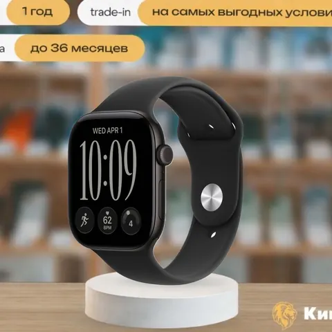 Apple Watch S12 46mm Black Sport Band (S/M), чёрный — фото товара