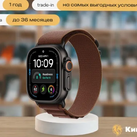 Apple Watch Ultra 4 49mm Black Ti Burgundy Alpine Loop Medium, чёрный — фото товара