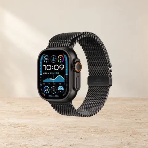 Apple Watch Ultra 2 49mm Black Ti Black Milanese Loop Small, чёрный — фото товара