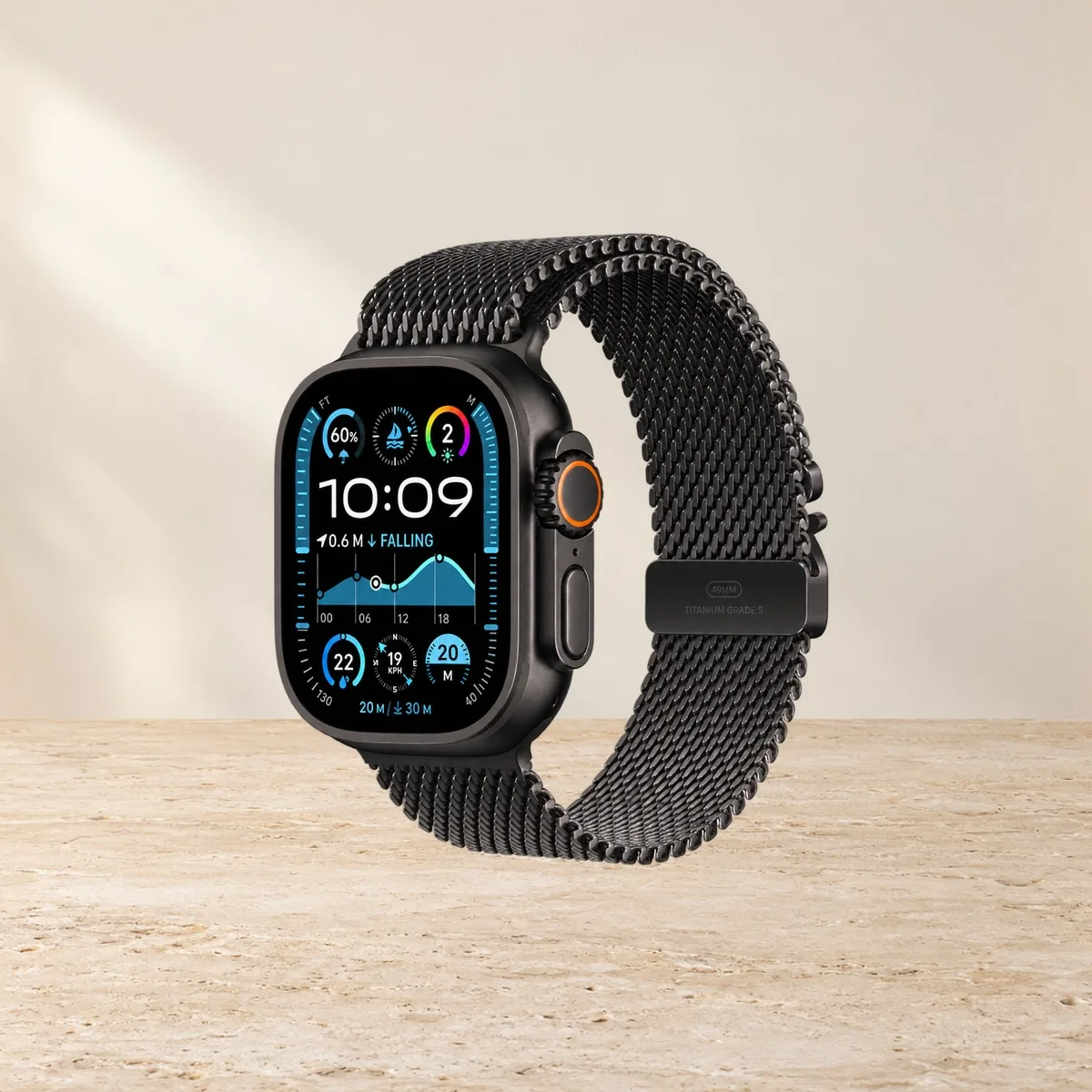 Apple Watch Ultra 2 49mm Black Ti Black Milanese Loop Small, чёрный — фото товара