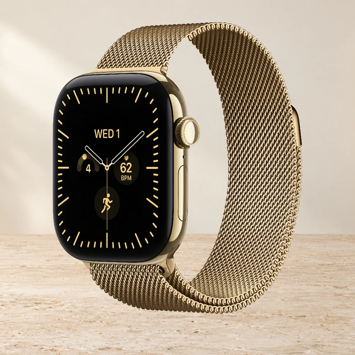 Apple Watch S12 42mm Gold Ti Milanese Loop, золотой — фото товара